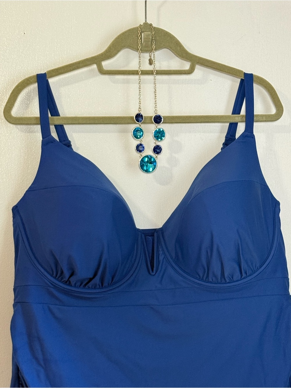 Cacique Swim Tankini 44DDD Cobalt Blue Underwire Bra Sized Plus Size